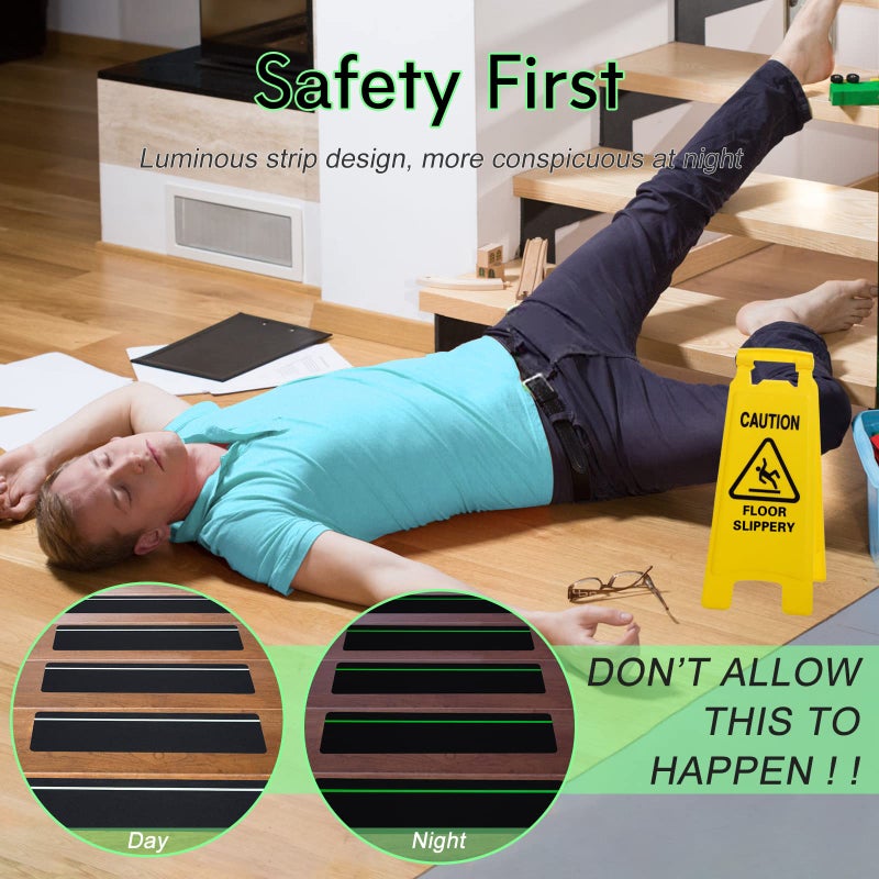 SX S&X Outdoor Stair Treads Non-Slip 5-Pack, 6" x 24" with Glow-in-The-Dark Stripe Heavy Duty Anti Slip Tape for All Slippery Surfaces - Weather Resistant Grip Tape for Stairs, Steps - Image 5